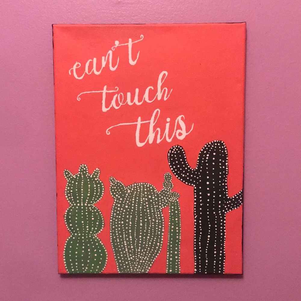 Hand Painted Cactus Room Decor Canvas